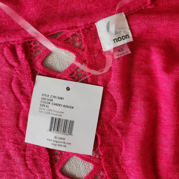 NWT size XL a.moon cardigan cheery azalea pink polyester new lightweight sheer - Picture 5 of 8